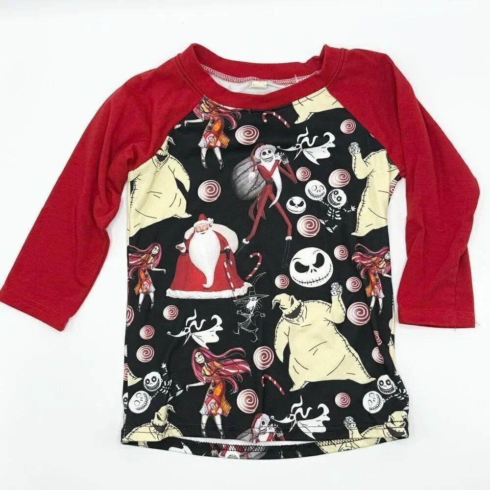 Boutique Nightmare Before Christmas Jack Skellington Sally Raglan T Shirt - Kids